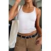 imageATHMILE Women Tank Top Sleeveless Scoop Neck Form Fitting Ribbed Knit Basic Cami Shirts1 Short Length White