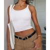 imageATHMILE Women Tank Top Sleeveless Scoop Neck Form Fitting Ribbed Knit Basic Cami Shirts1 Short Length White