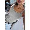 imageATHMILE Women Tank Top Sleeveless Scoop Neck Form Fitting Ribbed Knit Basic Cami Shirts2 Full Length Grey