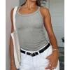 imageATHMILE Women Tank Top Sleeveless Scoop Neck Form Fitting Ribbed Knit Basic Cami Shirts2 Full Length Grey