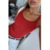 imageATHMILE Women Tank Top Sleeveless Scoop Neck Form Fitting Ribbed Knit Basic Cami Shirts2 Full Length Red