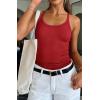 imageATHMILE Women Tank Top Sleeveless Scoop Neck Form Fitting Ribbed Knit Basic Cami Shirts2 Full Length Red