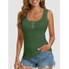 imageATHMILE Women Tank Tops Summer Casual Ribbed Sleeveless Basic Cami Top Slim Henley Button Down Blouses BeachArmygreen
