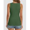imageATHMILE Women Tank Tops Summer Casual Ribbed Sleeveless Basic Cami Top Slim Henley Button Down Blouses BeachArmygreen
