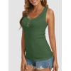 imageATHMILE Women Tank Tops Summer Casual Ribbed Sleeveless Basic Cami Top Slim Henley Button Down Blouses BeachArmygreen