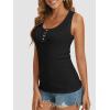 imageATHMILE Women Tank Tops Summer Casual Ribbed Sleeveless Basic Cami Top Slim Henley Button Down Blouses BeachBlack