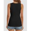 imageATHMILE Women Tank Tops Summer Casual Ribbed Sleeveless Basic Cami Top Slim Henley Button Down Blouses BeachBlack