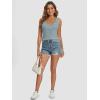 imageATHMILE Women Tank Tops Summer Casual Ribbed Sleeveless Basic Cami Top Slim Henley Button Down Blouses BeachBluegrey