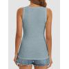 imageATHMILE Women Tank Tops Summer Casual Ribbed Sleeveless Basic Cami Top Slim Henley Button Down Blouses BeachBluegrey