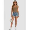 imageATHMILE Women Tank Tops Summer Casual Ribbed Sleeveless Basic Cami Top Slim Henley Button Down Blouses BeachCoffeegrey