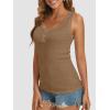 imageATHMILE Women Tank Tops Summer Casual Ribbed Sleeveless Basic Cami Top Slim Henley Button Down Blouses BeachCoffeegrey
