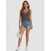 imageATHMILE Women Tank Tops Summer Casual Ribbed Sleeveless Basic Cami Top Slim Henley Button Down Blouses BeachDarkgrey