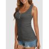 imageATHMILE Women Tank Tops Summer Casual Ribbed Sleeveless Basic Cami Top Slim Henley Button Down Blouses BeachDarkgrey