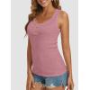 imageATHMILE Women Tank Tops Summer Casual Ribbed Sleeveless Basic Cami Top Slim Henley Button Down Blouses BeachDarkpink