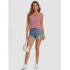 imageATHMILE Women Tank Tops Summer Casual Ribbed Sleeveless Basic Cami Top Slim Henley Button Down Blouses BeachDarkpink