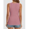 imageATHMILE Women Tank Tops Summer Casual Ribbed Sleeveless Basic Cami Top Slim Henley Button Down Blouses BeachDarkpink