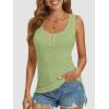 imageATHMILE Women Tank Tops Summer Casual Ribbed Sleeveless Basic Cami Top Slim Henley Button Down Blouses BeachGrass