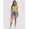imageATHMILE Women Tank Tops Summer Casual Ribbed Sleeveless Basic Cami Top Slim Henley Button Down Blouses BeachKhaki