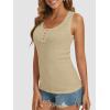imageATHMILE Women Tank Tops Summer Casual Ribbed Sleeveless Basic Cami Top Slim Henley Button Down Blouses BeachKhaki