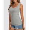 imageATHMILE Women Tank Tops Summer Casual Ribbed Sleeveless Basic Cami Top Slim Henley Button Down Blouses BeachLightgrey