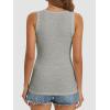 imageATHMILE Women Tank Tops Summer Casual Ribbed Sleeveless Basic Cami Top Slim Henley Button Down Blouses BeachLightgrey