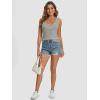 imageATHMILE Women Tank Tops Summer Casual Ribbed Sleeveless Basic Cami Top Slim Henley Button Down Blouses BeachLightgrey
