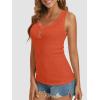 imageATHMILE Women Tank Tops Summer Casual Ribbed Sleeveless Basic Cami Top Slim Henley Button Down Blouses BeachOrange