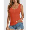 imageATHMILE Women Tank Tops Summer Casual Ribbed Sleeveless Basic Cami Top Slim Henley Button Down Blouses BeachOrange