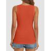 imageATHMILE Women Tank Tops Summer Casual Ribbed Sleeveless Basic Cami Top Slim Henley Button Down Blouses BeachOrange