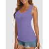 imageATHMILE Women Tank Tops Summer Casual Ribbed Sleeveless Basic Cami Top Slim Henley Button Down Blouses BeachPurple