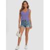 imageATHMILE Women Tank Tops Summer Casual Ribbed Sleeveless Basic Cami Top Slim Henley Button Down Blouses BeachPurple