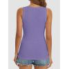 imageATHMILE Women Tank Tops Summer Casual Ribbed Sleeveless Basic Cami Top Slim Henley Button Down Blouses BeachPurple