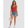 imageATHMILE Women Tank Tops Summer Casual Ribbed Sleeveless Basic Cami Top Slim Henley Button Down Blouses BeachRed
