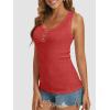 imageATHMILE Women Tank Tops Summer Casual Ribbed Sleeveless Basic Cami Top Slim Henley Button Down Blouses BeachRed