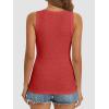 imageATHMILE Women Tank Tops Summer Casual Ribbed Sleeveless Basic Cami Top Slim Henley Button Down Blouses BeachRed