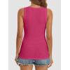 imageATHMILE Women Tank Tops Summer Casual Ribbed Sleeveless Basic Cami Top Slim Henley Button Down Blouses BeachRosepink