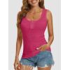 imageATHMILE Women Tank Tops Summer Casual Ribbed Sleeveless Basic Cami Top Slim Henley Button Down Blouses BeachRosepink
