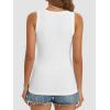 imageATHMILE Women Tank Tops Summer Casual Ribbed Sleeveless Basic Cami Top Slim Henley Button Down Blouses BeachWhite