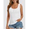 imageATHMILE Women Tank Tops Summer Casual Ribbed Sleeveless Basic Cami Top Slim Henley Button Down Blouses BeachWhite