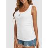 imageATHMILE Women Tank Tops Summer Casual Ribbed Sleeveless Basic Cami Top Slim Henley Button Down Blouses BeachWhite