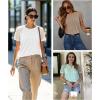 imageATHMILE Womens Blouses Business Date Outfits Spring Summer Fall Work Tops Fashion Lace Short Sleeve Casual Shirts 2025Armygreen