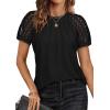 imageATHMILE Womens Blouses Business Date Outfits Spring Summer Fall Work Tops Fashion Lace Short Sleeve Casual Shirts 2025Black