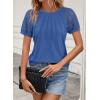 imageATHMILE Womens Blouses Business Date Outfits Spring Summer Fall Work Tops Fashion Lace Short Sleeve Casual Shirts 2025Blue