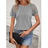 imageATHMILE Womens Blouses Business Date Outfits Spring Summer Fall Work Tops Fashion Lace Short Sleeve Casual Shirts 2025Grey