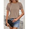 imageATHMILE Womens Blouses Business Date Outfits Spring Summer Fall Work Tops Fashion Lace Short Sleeve Casual Shirts 2025Khaki