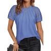 imageATHMILE Womens Blouses Business Date Outfits Spring Summer Fall Work Tops Fashion Lace Short Sleeve Casual Shirts 2025Lightblue