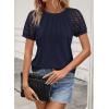 imageATHMILE Womens Blouses Business Date Outfits Spring Summer Fall Work Tops Fashion Lace Short Sleeve Casual Shirts 2025Navy
