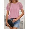 imageATHMILE Womens Blouses Business Date Outfits Spring Summer Fall Work Tops Fashion Lace Short Sleeve Casual Shirts 2025Pink