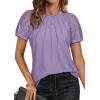 imageATHMILE Womens Blouses Business Date Outfits Spring Summer Fall Work Tops Fashion Lace Short Sleeve Casual Shirts 2025Purple