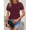 imageATHMILE Womens Blouses Business Date Outfits Spring Summer Fall Work Tops Fashion Lace Short Sleeve Casual Shirts 2025Winered